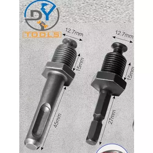DY TOOLS Keyless Drill Chuck Adapter with Bit & Hex Shank 2-13 mm Capacity 3-Jaw 6.35 mm SDS-Plus Shank 12.7 mm-20 UNF (1/2 Inch-20 UNF) Thread