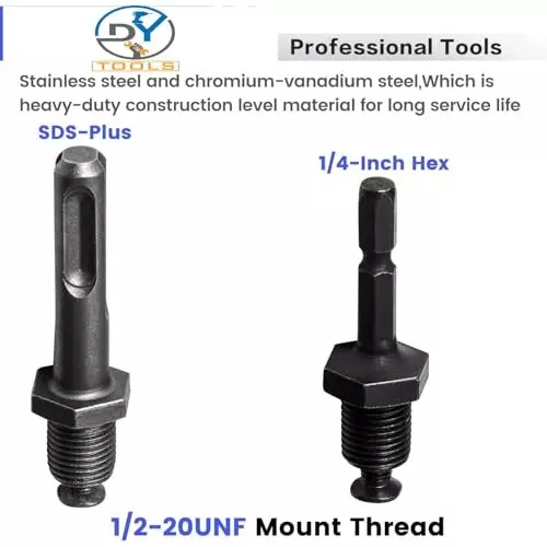 DY TOOLS Keyless Drill Chuck Adapter with Bit & Hex Shank 2-13 mm Capacity 3-Jaw 6.35 mm SDS-Plus Shank 12.7 mm-20 UNF (1/2 Inch-20 UNF) Thread