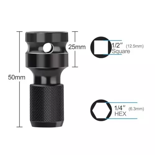 DY TOOLS Metal Wrench Socket Adapter Set 12.7 & 6.35 mm (1/2 & 1/4 Inch) Thread
