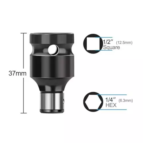 DY TOOLS Metal Wrench Socket Adapter Set 12.7 & 6.35 mm (1/2 & 1/4 Inch) Thread