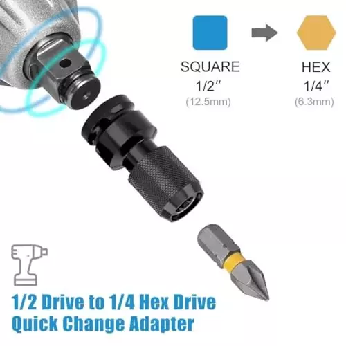 DY TOOLS Metal Wrench Socket Adapter Set 12.7 & 6.35 mm (1/2 & 1/4 Inch) Thread