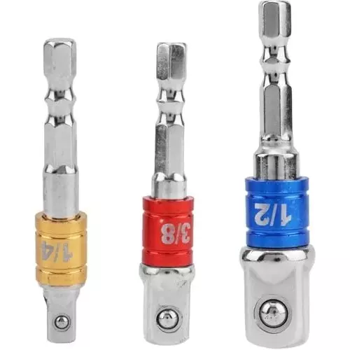 GENERIC Impact Socket Adapter Set 6.35 mm (1/4 inch) Hex Shank Alloy Steel (3 Pcs Set)