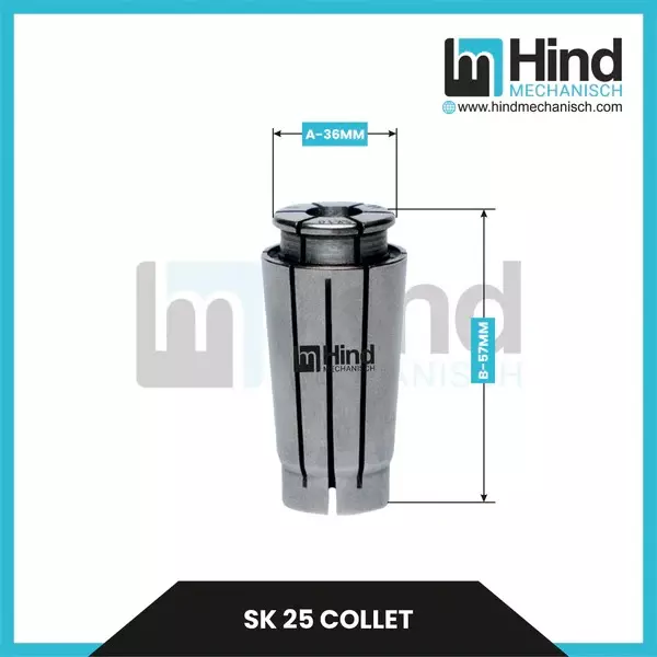 HINDMECHANISCH SK25 Series SK Collet 25 mm Shank Dia. 25 mm Inside Diameter, SK25-25.0MM