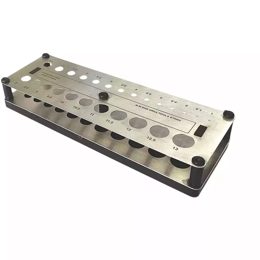 Buyohlic International Stainless Steel Drill Stand With Sturdy Plastic Base Metric Size for DIY, Tool Room, Workshops, JR-TFXO-39X3