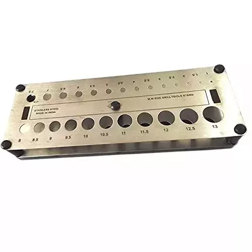 Buyohlic International Stainless Steel Drill Stand With Sturdy Plastic Base Metric Size for DIY, Tool Room, Workshops, JR-TFXO-39X3