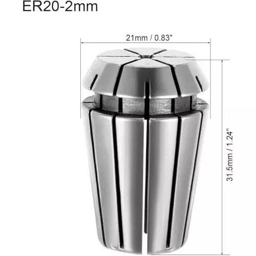 MECRAAF ER 20 High Precision Spring Collet 2-1 mm Size Range Spring Steel for CNC Machine, ER20-2