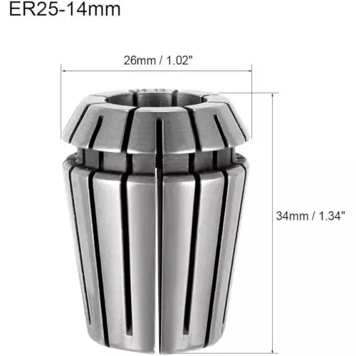 MECRAAF ER 25 High Precision Spring Collet 14 - 13 mm Size Range Spring Steel for CNC Machine, ER25-14