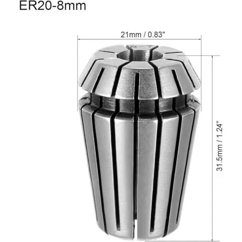 MECRAAF ER 20 High Precision Spring Collet 8 - 7 mm Size Range Spring Steel for CNC Machine, ER20-8