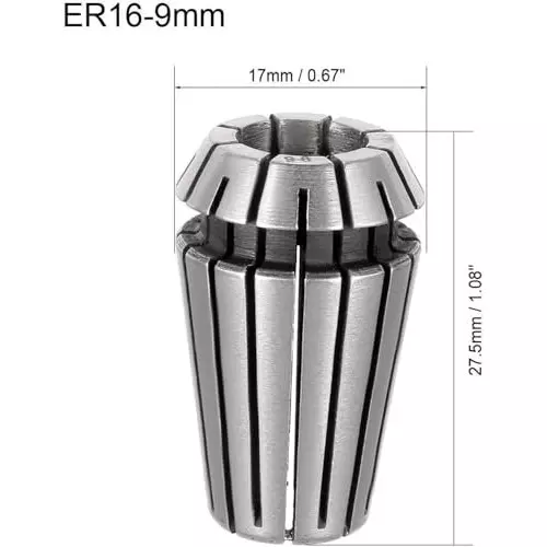 MECRAAF ER 16 High Precision Spring Collet 9 - 8 mm Size Range Spring Steel for CNC Machine, ER16-9