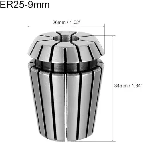 MECRAAF ER 25 High Precision Spring Collet 9 - 8 mm Size Range Spring Steel for CNC Machine, ER25-9