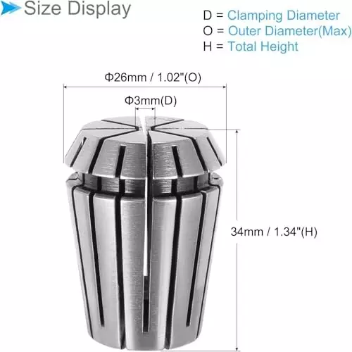 MECRAAF ER 25 High Precision Spring Collet 3 - 2 mm Size Range Spring Steel for CNC Machine, ER25-3