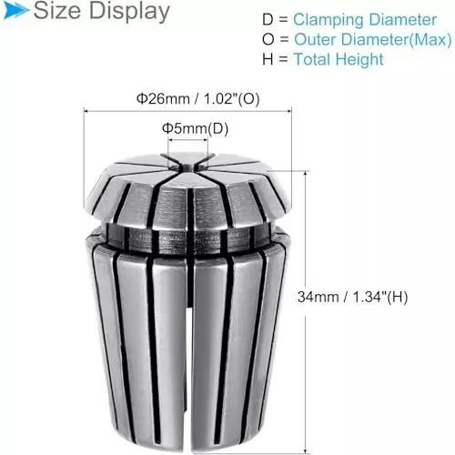 MECRAAF ER 25 High Precision Spring Collet 5 - 4 mm Size Range Spring Steel for CNC Machine, ER25-5
