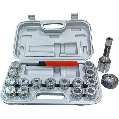 A.D INTERNATIONAL ER40 Precision Collet Set with R8 Bridgeport Shank, Holder and Wrench for Milling and Drilling Operations, 100-CS-157 (Set of 15)