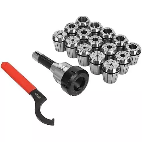 A.D INTERNATIONAL ER40 Precision Collet Set with R8 Bridgeport Shank, Holder and Wrench for Milling and Drilling Operations, 100-CS-157 (Set of 15)