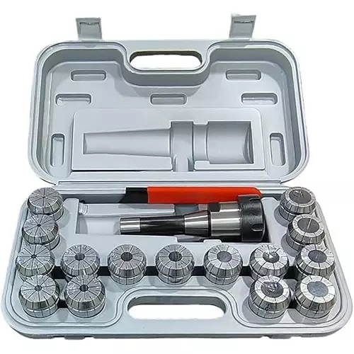 A.D INTERNATIONAL ER40 Precision Collet Set with R8 Bridgeport Shank, Holder and Wrench for Milling and Drilling Operations, 100-CS-157 (Set of 15)