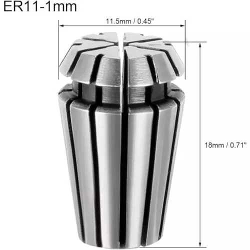 MECRAAF ER 11 High Precision Spring Collet 1.0 - 0.5 mm Size Range Spring Steel for CNC Machine, ER11-1