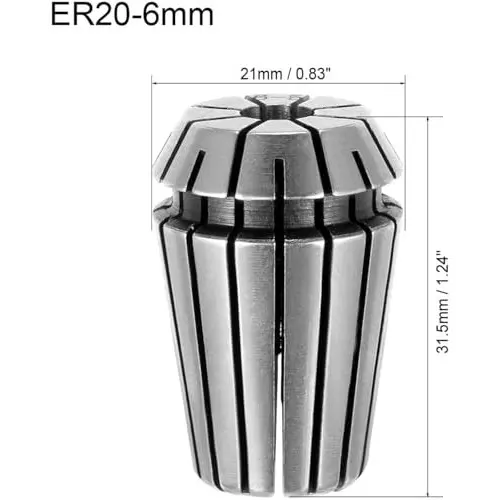 MECRAAF ER 20 High Precision Spring Collet 6 - 5 mm Size Range Spring Steel for CNC Machine, ER20-6