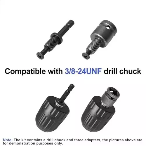generic-08-10mm-keyless-drill-chuck-adapter-38-24unf-capacity-mount-with-sds-plus-shank-14-hex-shank-lock-key-12-socket-square-adapter-for-impact-driver