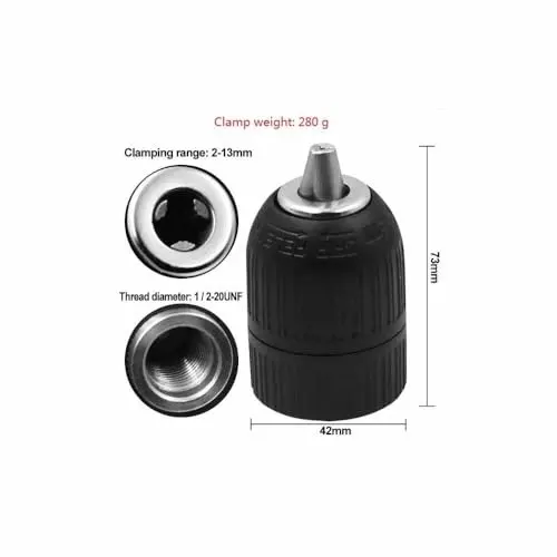 DY TOOLS Keyless Drill Chuck with SDS Plus Adapter Heavy Duty 2-13 mm Capacity 3-Jaw 12.7 mm-20 UNF ( 1/2 Inch-20 UNF) Thread
