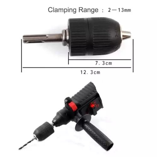 DY TOOLS Keyless Drill Chuck with SDS Plus Adapter Heavy Duty 2-13 mm Capacity 3-Jaw 12.7 mm-20 UNF ( 1/2 Inch-20 UNF) Thread