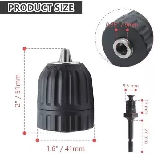 generic-08-10mm-capacity-mount-keyless-drill-chuck-38-24-unf-mount-thread-impact-chuck-converter-conversion-tool-quick-change-conversion-adapter-with-14-inch-hex-shank