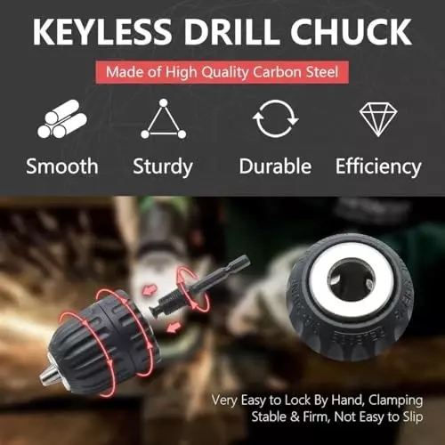 generic-08-10mm-capacity-mount-keyless-drill-chuck-38-24-unf-mount-thread-impact-chuck-converter-conversion-tool-quick-change-conversion-adapter-with-14-inch-hex-shank