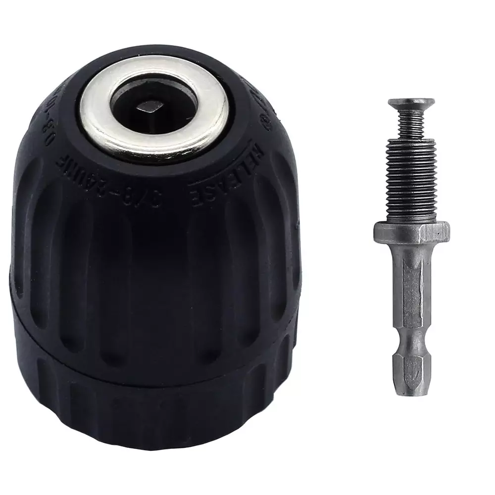 DY TOOLS Keyless Drill Chuck Adapter with Hex Shank 0.8-10 mm Capacity 3-Jaw 6.35 mm Hex Shank 9.5 mm-24 UNF (3/8 Inch-24 UNF) Thread