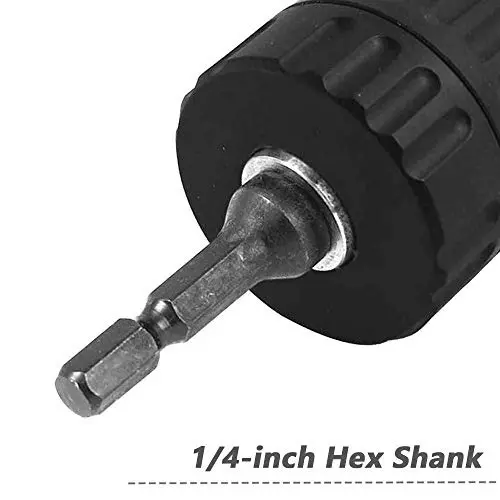 DY TOOLS Keyless Drill Chuck Adapter with Hex Shank 0.8-10 mm Capacity 3-Jaw 6.35 mm Hex Shank 9.5 mm-24 UNF (3/8 Inch-24 UNF) Thread