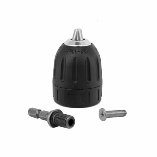 DY TOOLS Keyless Drill Chuck Adapter with Hex Shank 0.8-10 mm Capacity 3-Jaw 6.35 mm Hex Shank 9.5 mm-24 UNF (3/8 Inch-24 UNF) Thread