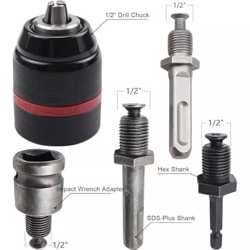 generic-keyless-drill-chuck-13-mm-12-20unf-with-sds-plus-hex-shank-adapter-set