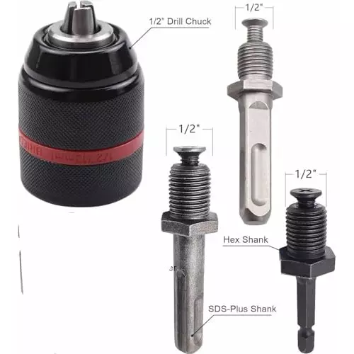 DY TOOLS Keyless Drill Chuck with Hex Shank/SDS/Socket Heavy Duty 2-13 mm Capacity 12.7 mm-20 UNF ( 1/2 Inch-20 UNF) Thread