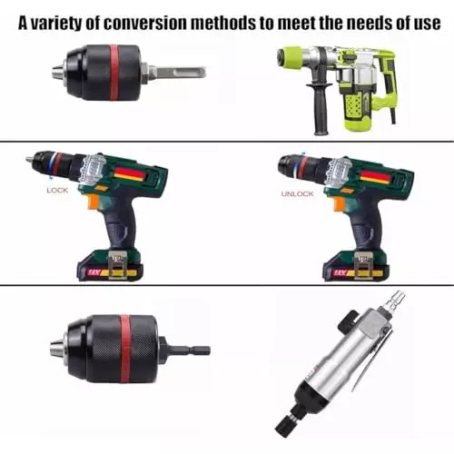 DY TOOLS Keyless Drill Chuck with Hex Shank/SDS/Socket Heavy Duty 2-13 mm Capacity 12.7 mm-20 UNF ( 1/2 Inch-20 UNF) Thread