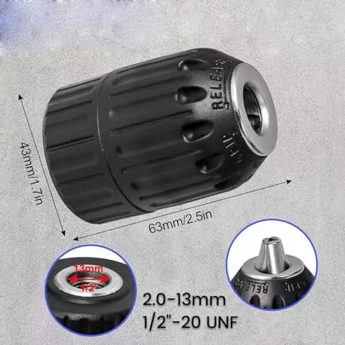 generic-13-mm-keyless-12-drill-chuck-chuck-coversion-with-12-20-unf-mount-14-hex-shank-lock-key-for-impact-driver-or-power-drill