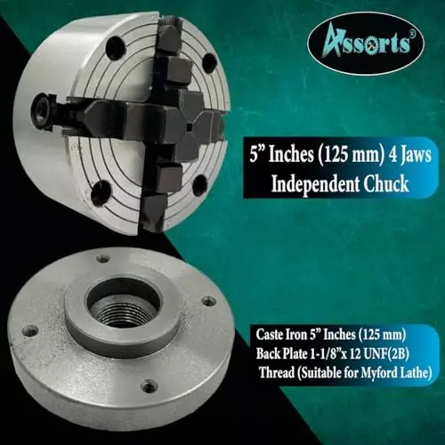 Assorts Independent Lathe Chuck Set Cast Iron 125 mm (5 Inch) for Myford Lathe