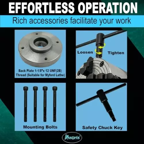 Assorts Independent Lathe Chuck Set Cast Iron 125 mm (5 Inch) for Myford Lathe