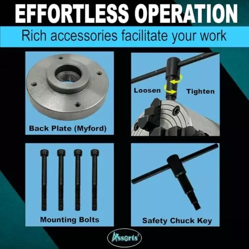 Assorts Independent Lathe Chuck Set Cast Iron 100 mm (4 Inch) for Myford Lathes