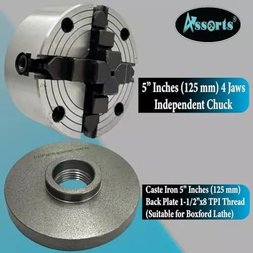 Assorts Independent Lathe Chuck Set Cast Iron 125 mm (5 Inch) for Boxford Lathe