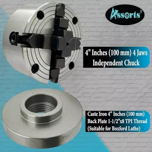 Assorts Independent Lathe Chuck Set Cast Iron 100 mm (4 Inch) for Boxford Lathe