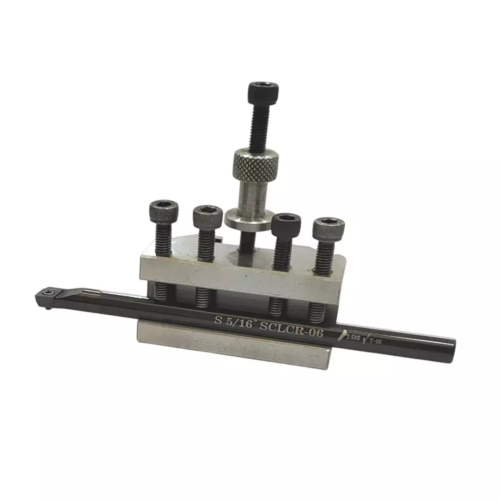 A.D INTERNATIONAL Quick Change Tool Post Boring Vee Holder Size T37 With Boring Bar and Insert Key for Myford and Similar Lathes, PY-1ZH5-XH85