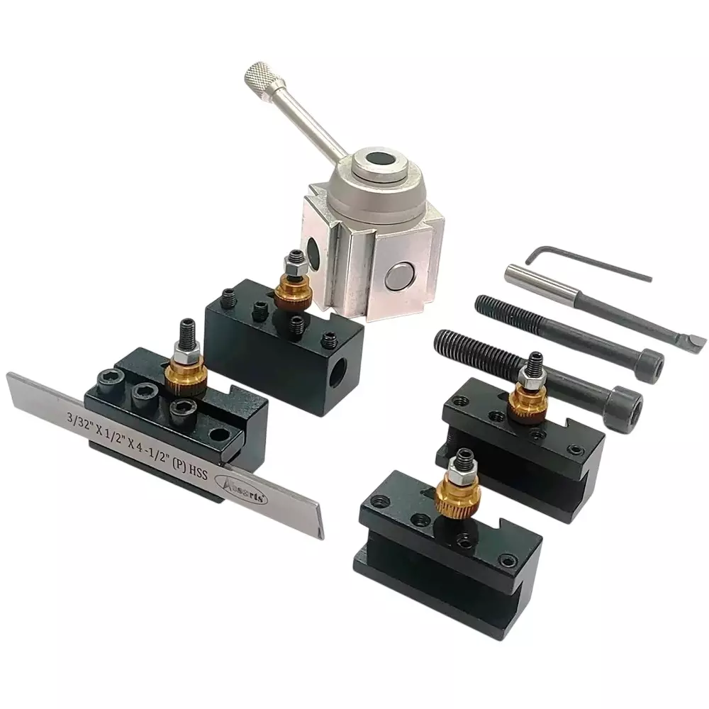 Assorts Quick Change Tool Post Block Set Aluminium Annodised Finish for Mini Lathe Machine