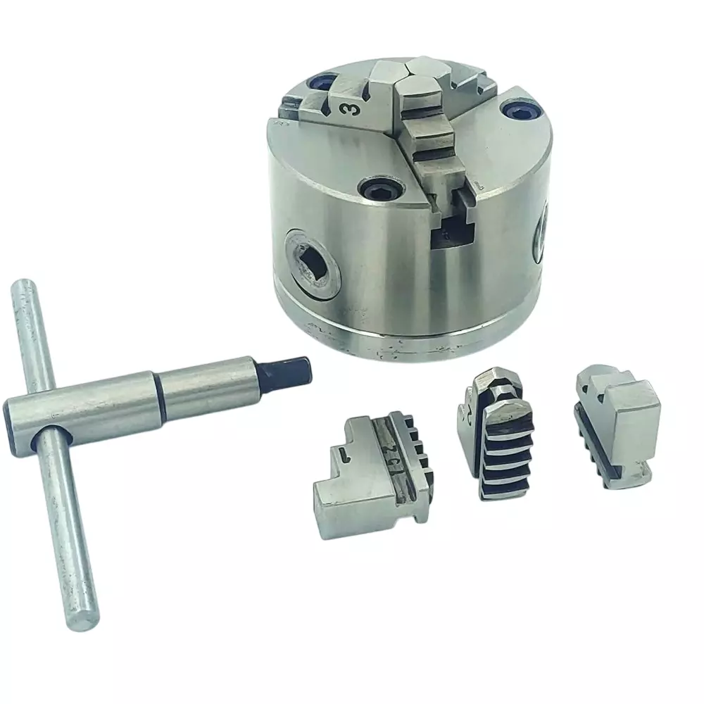 A.D INTERNATIONAL Self Centering Chuck Size 80 mm and 3 Jaw with Back Plate for Rotary Table, Lathe Machine, 21-WF9G-IMP9