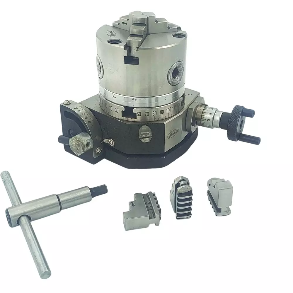 Assorts Self Centering Chuck with Back Plate 80 mm Jaw Size 3 Jaws 80 mm Tilting Rotary Table