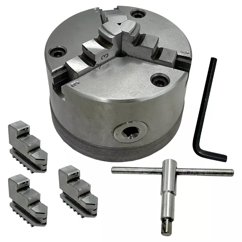 Assorts Self-Centering Lathe Chuck with Back Plate 100 mm Size 3 Jaws 1-1/8 Inch x 12 UNF (2B) for Myford Lathes