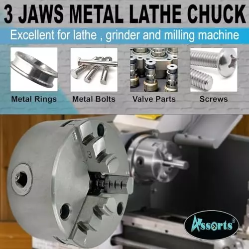Assorts Self-Centering Lathe Chuck with Back Plate 100 mm Size 3 Jaws 1-1/8 Inch x 12 UNF (2B) for Myford Lathes