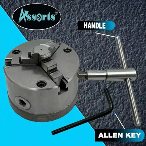 Assorts Self-Centering Lathe Chuck with Back Plate 125 mm Size 3 Jaws 1-1/2 Inch x 8 TPI for Similar Lathes