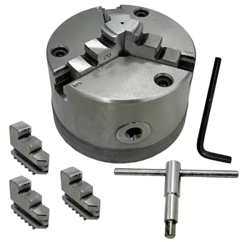 MachEl 4 inch (100 mm) 3-Jaw Self-Centering Lathe Chuck with Cast Iron Back Plate For Myford Lathes