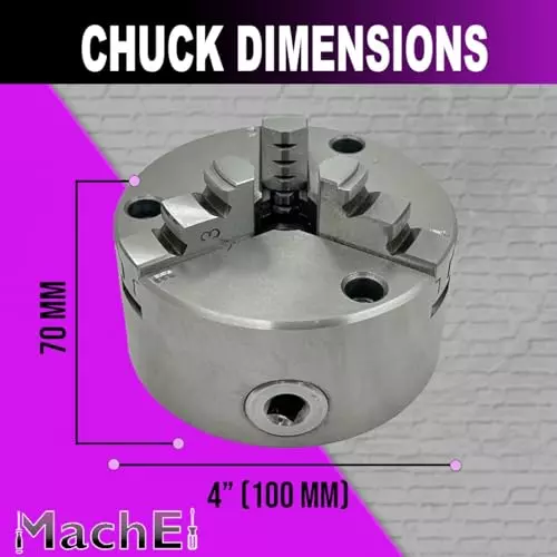 MachEl 4 inch (100 mm) 3-Jaw Self-Centering Lathe Chuck with Cast Iron Back Plate For Myford Lathes