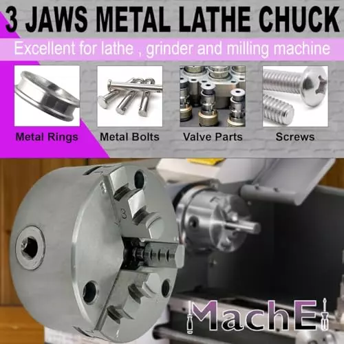 MachEl 4 inch (100 mm) 3-Jaw Self-Centering Lathe Chuck with Cast Iron Back Plate For Myford Lathes