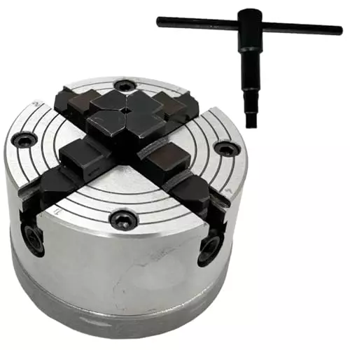 MachEl 4 inch (100 mm) 4-Jaw Independent Lathe Chuck with Cast Iron Backplate For Boxford Lathe