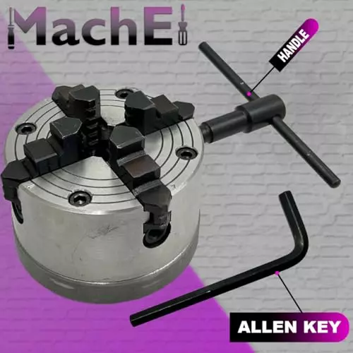 MachEl 4 inch (100 mm) 4-Jaw Independent Lathe Chuck with Cast Iron Backplate For Boxford Lathe